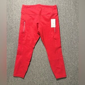 Athleta Rainier Tight Legging Women’s 2X red inseam 26 zip pockets High Rise Run